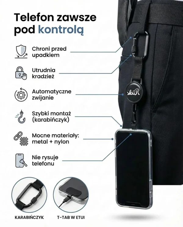 SKIR- Zwijana Linka Anti-Drop do Telefonu