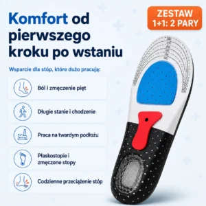 Amortio - Amortyzujące Wkładki na Ostrogi Piętowe, Bóle Stóp i Płaskostopie 1+1 (2 Pary)