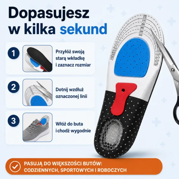 Amortio - Amortyzujące Wkładki na Ostrogi Piętowe, Bóle Stóp i Płaskostopie 1+1 (2 Pary)