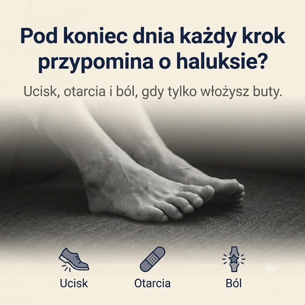 Pod koniec dnia każdy krok przypomina o haluksie, ucisk, otarcia i ból, gdy włożysz buty
