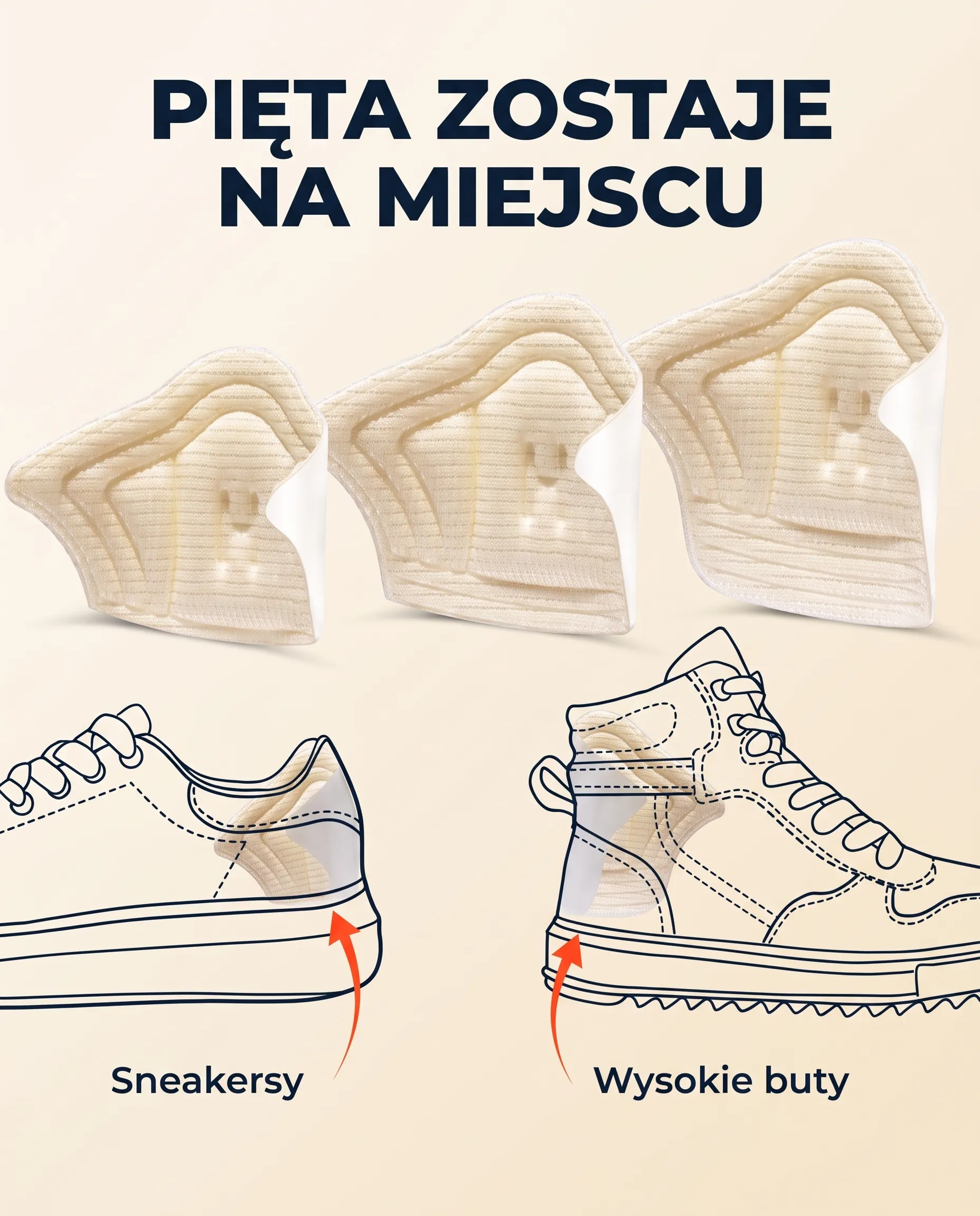 Zapiętki skir w sneakersach i wysokich butach – pięta zostaje na miejscu